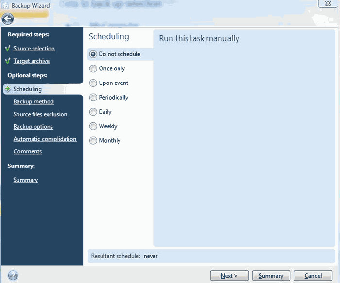 scheduler issue acronis true image