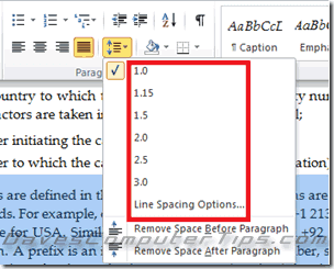 how to change the after paragraph spacing in word