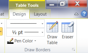 Table Tools Tab