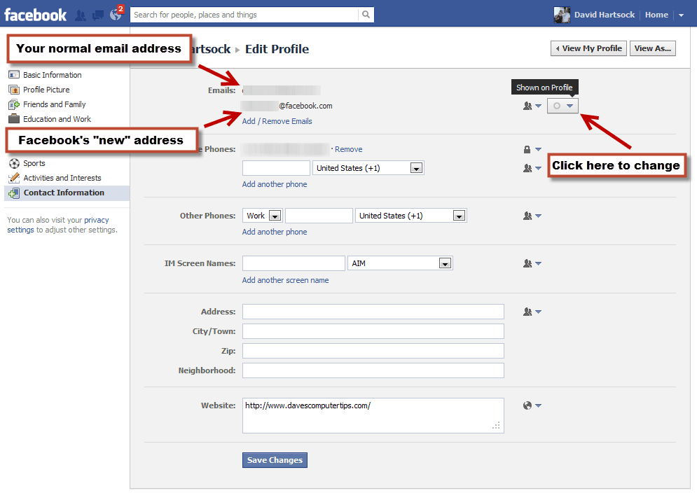Hey Facebook! What happened to my email? | Daves Computer Tips