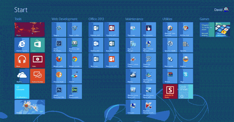 Customized Windows 8 Start Screen
