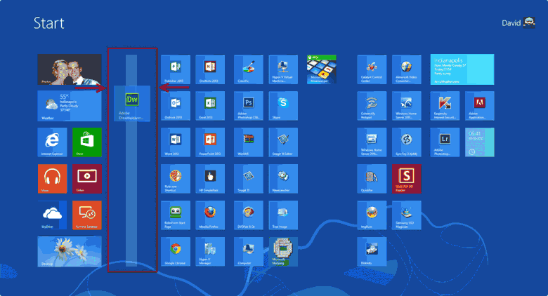 create a new group on the windows 8 start screen