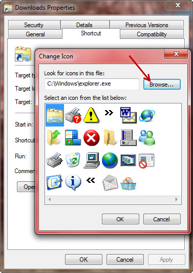 create shortcut - icons