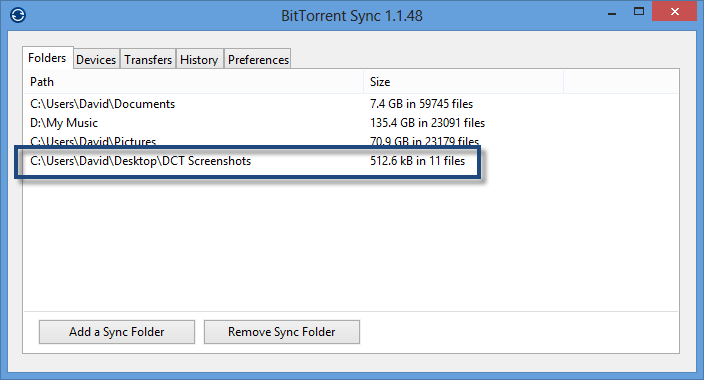 bittorrent sync remove folder