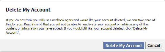 facebook - delete account