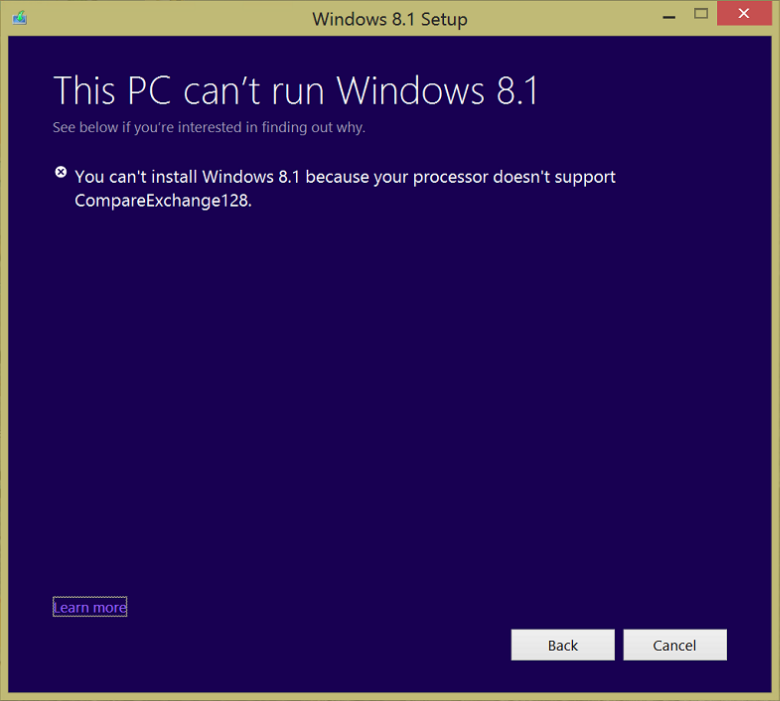 windows 8.1 - fail message