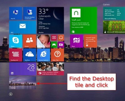 windows 8.1 start screen to deskktop