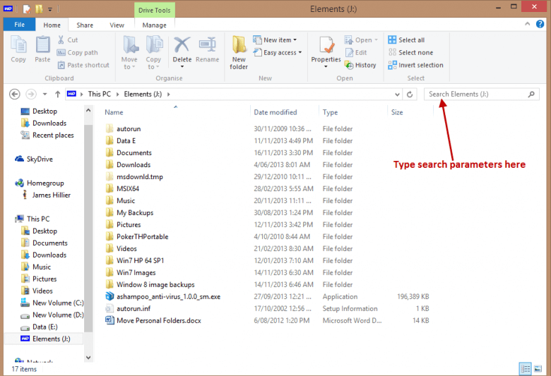 file explorer - search