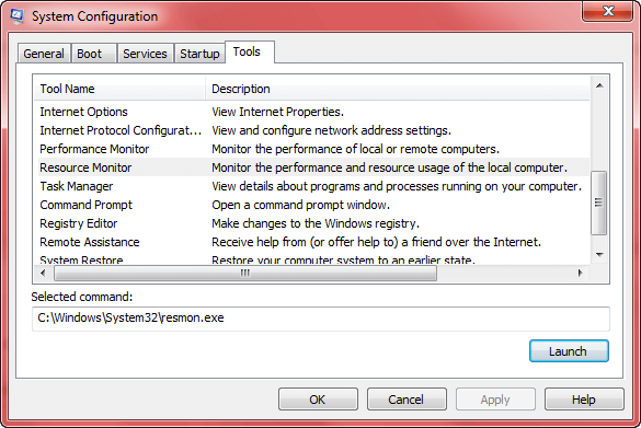 msconfig from command prompt