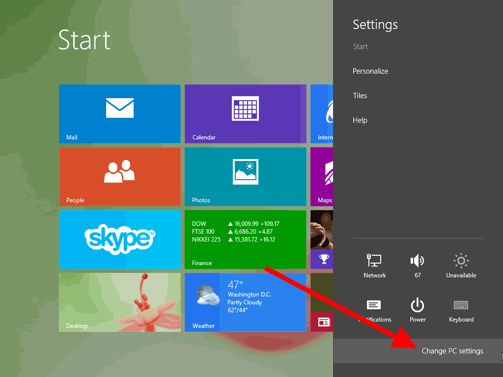 windows 8 pc settings not working