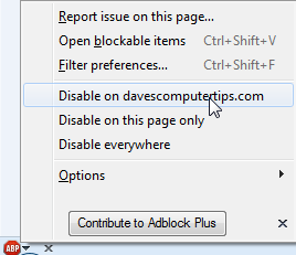 adblock plus - disable for specific sites