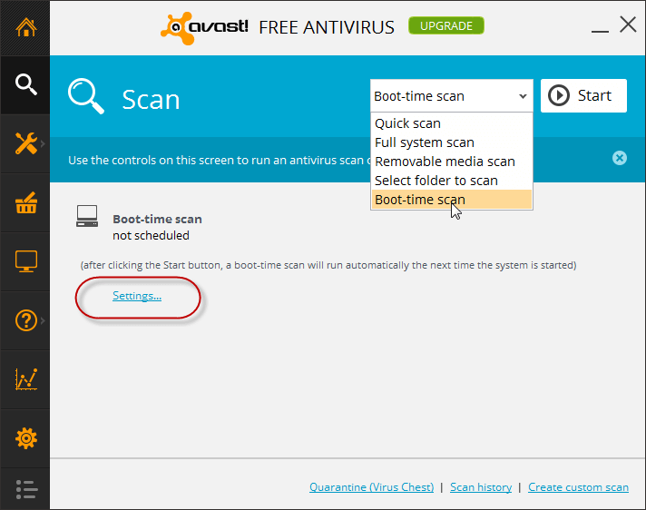 boot scan in avast