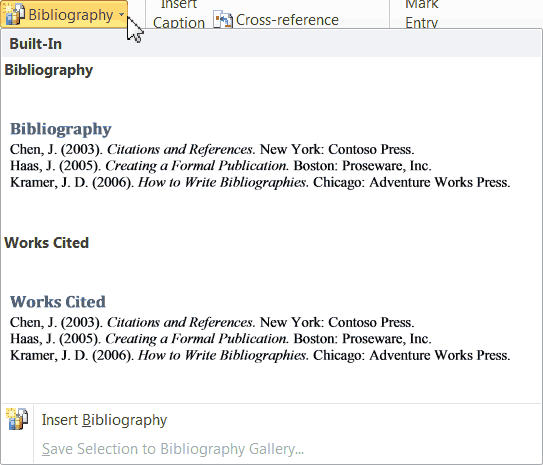 bibliography microsoft word mobile