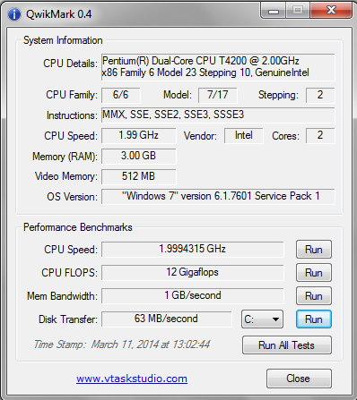 QwikMark: Simple Portable PC Benchmarking Tool Daves ...