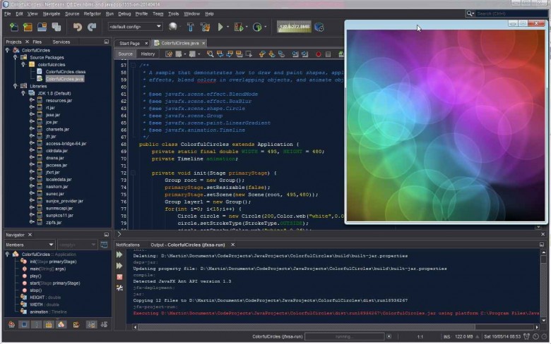 NetBeans running ColorfulCircles.java