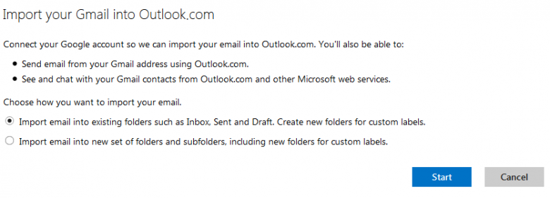 outlook - import gmail