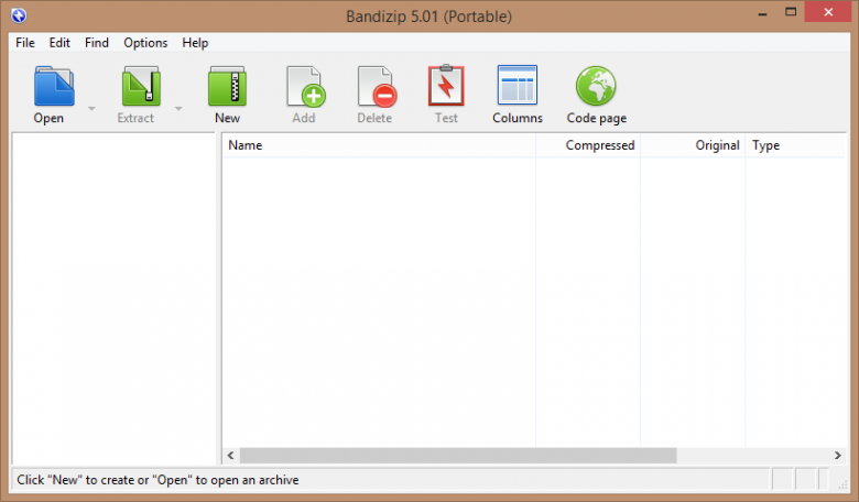 bandzip portable - main interface