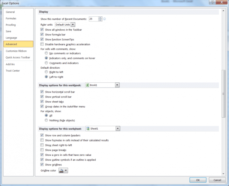 Display-Options-for-Worksheet