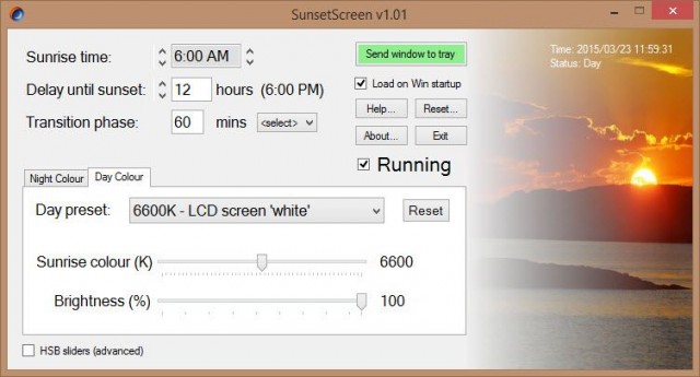 sunsetscreen-interface