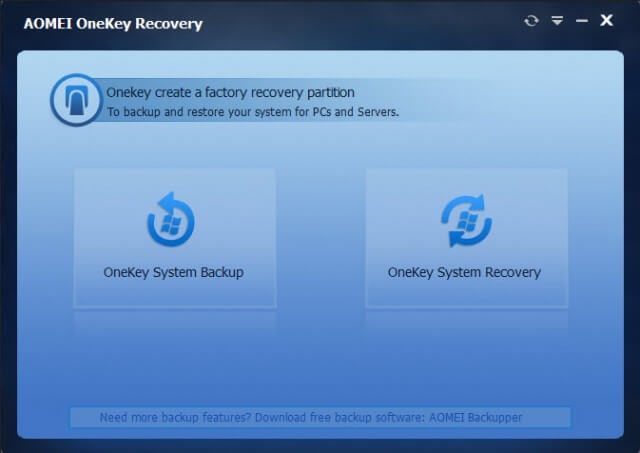 onekey backup - main interface