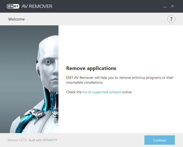 eset av remover - interface