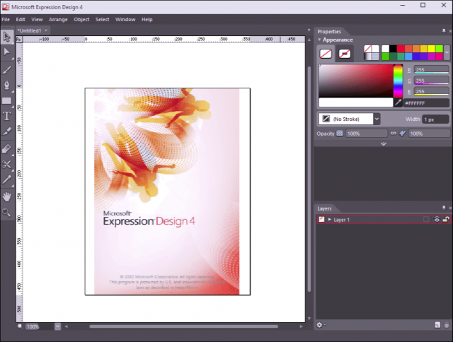 Microsoft Expression Design 4 Workspace