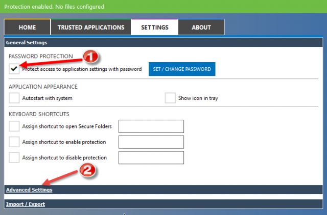 secure folders-settings