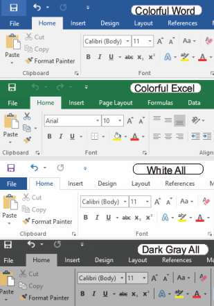 Office 2016 Color Themes