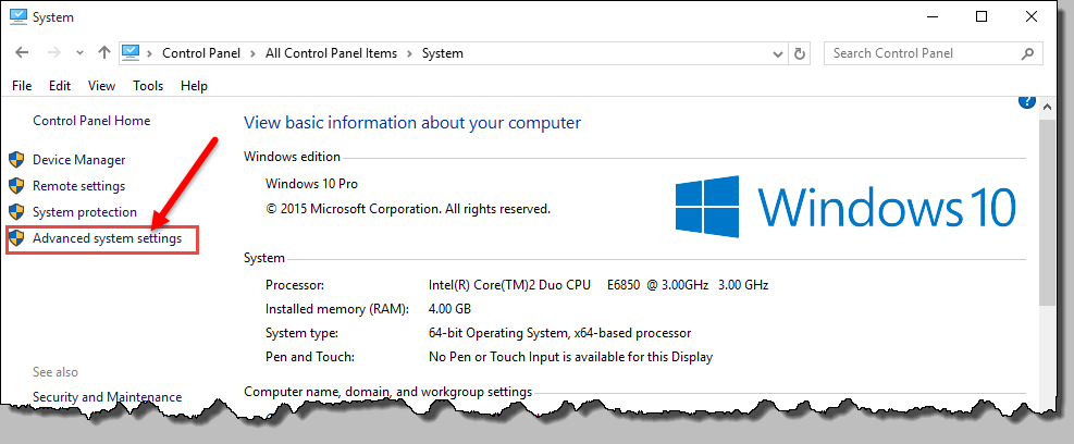 Advanced system settings. Windows 10 System settings. View Advanced System settings. System Advanced System settings.