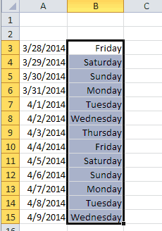 day and date in excel