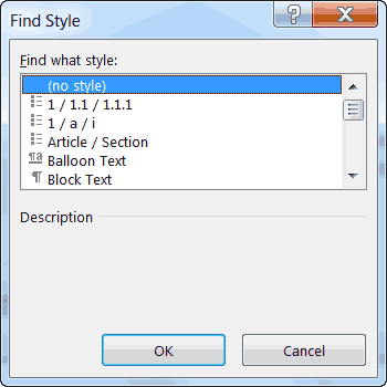 find word style