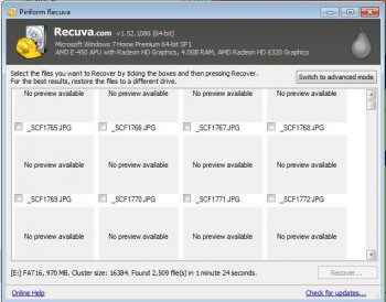 pick files you want to recover