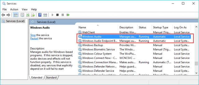 how to enable windows audio service windows 7