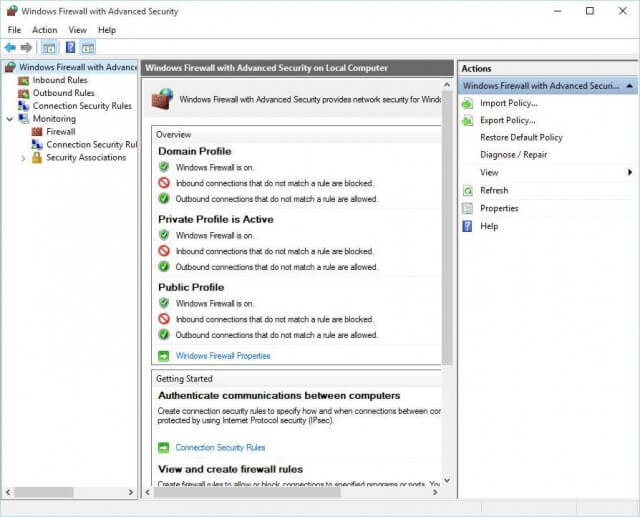 Windows Firewall Screen