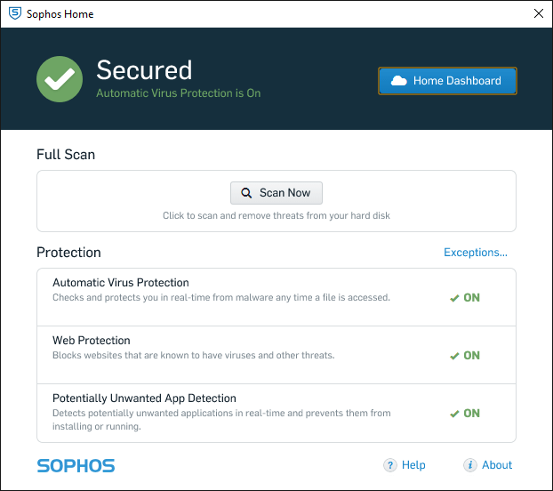 sophos home-interface