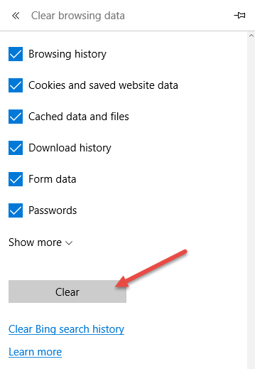 edge-clear browsing data-options