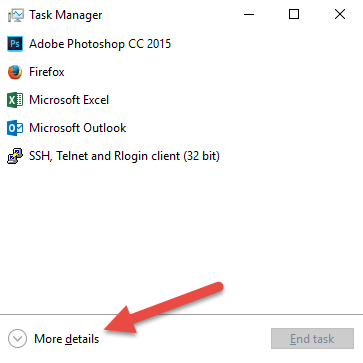 task manager minimized