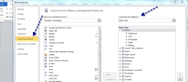 customize word 2010 ribbon