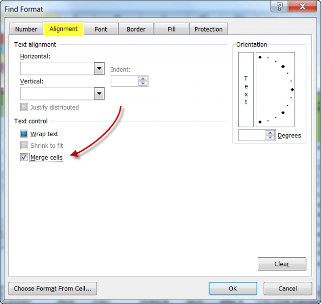 excel find format