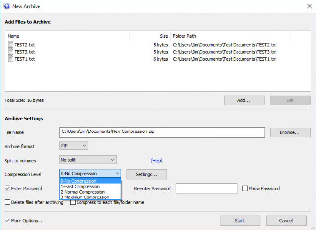 bandizip-set compression level