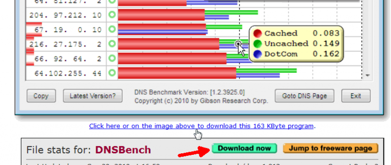 DNS Benchmark instal the new
