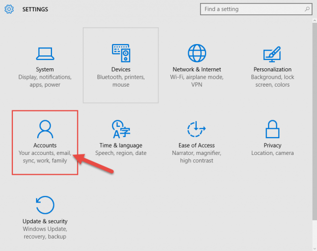 windows 10 settings panel