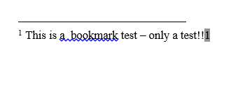 footnote assigned to bookmark