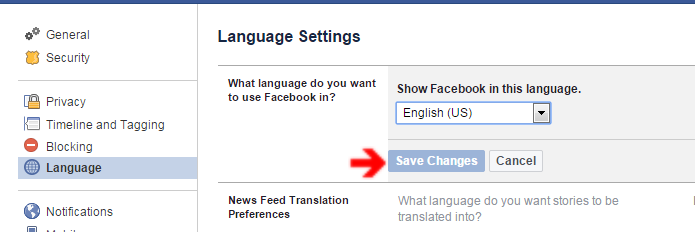 how do i change my facebook language back to english