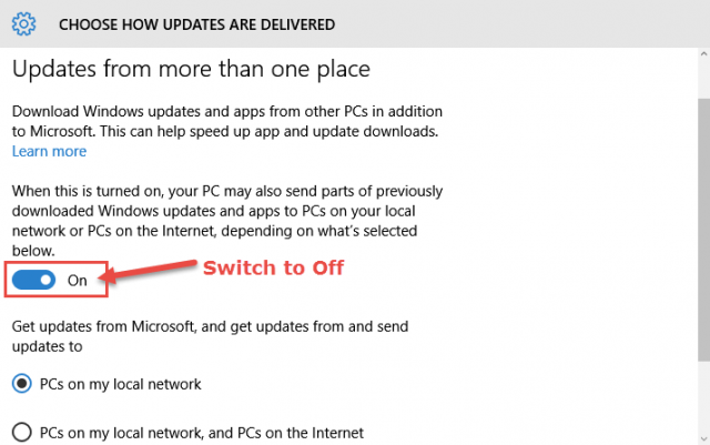 win10-switch off update sharing