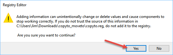 registry warning message