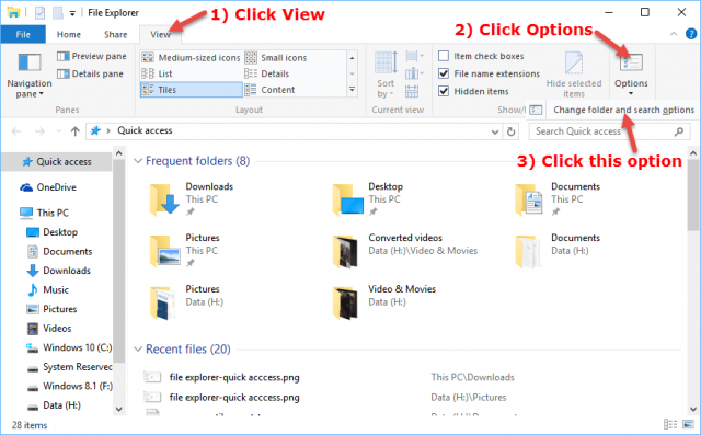 file explorer-change view option