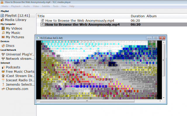 vlc ascii video output