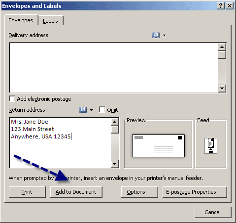 how to create and print an envelope in word 2010