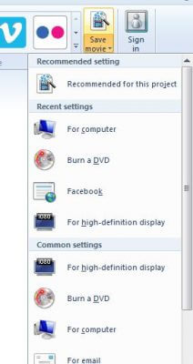 Movie Maker save options